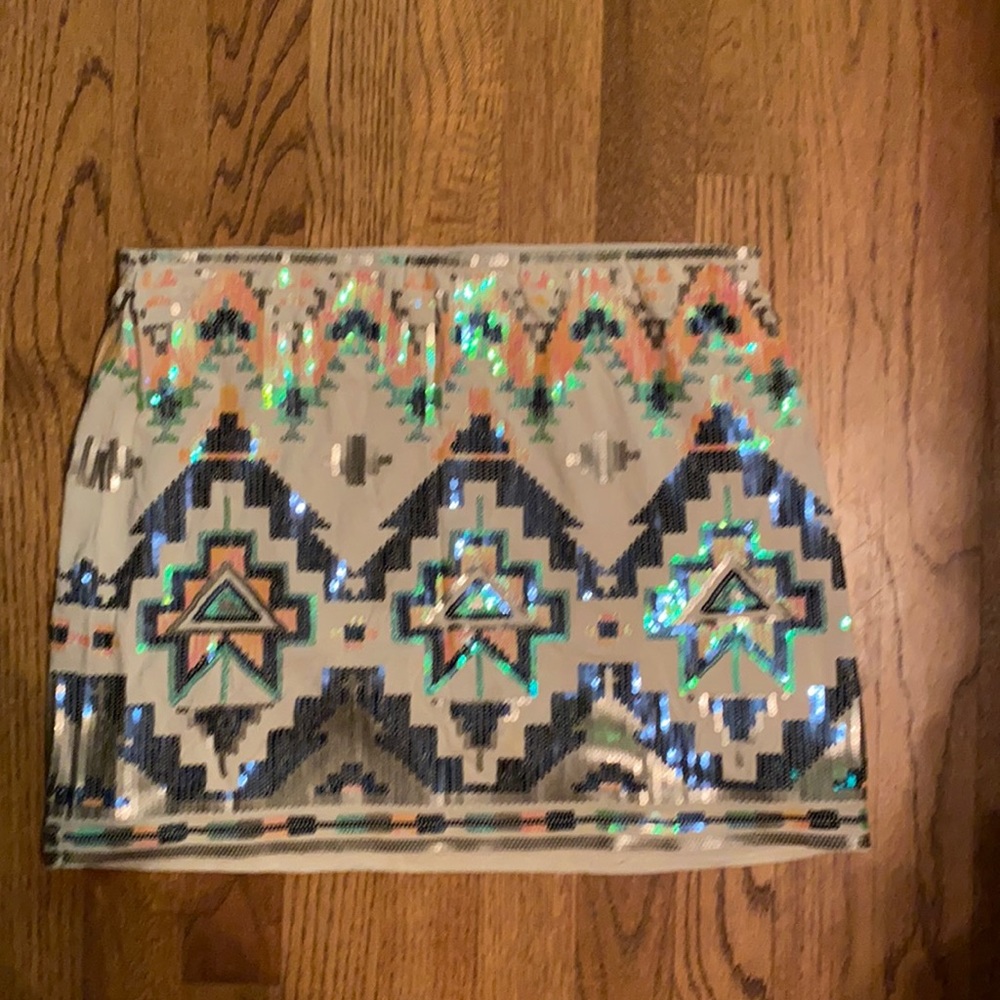Express Cream Colored Aztec Print Skirt